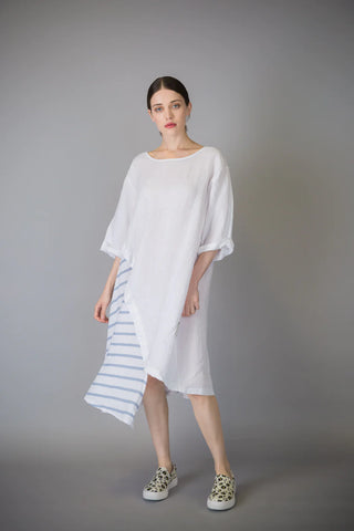 Paolo Tricot Sale, D11407 Striped Linen Dress 50% Off Regular Price