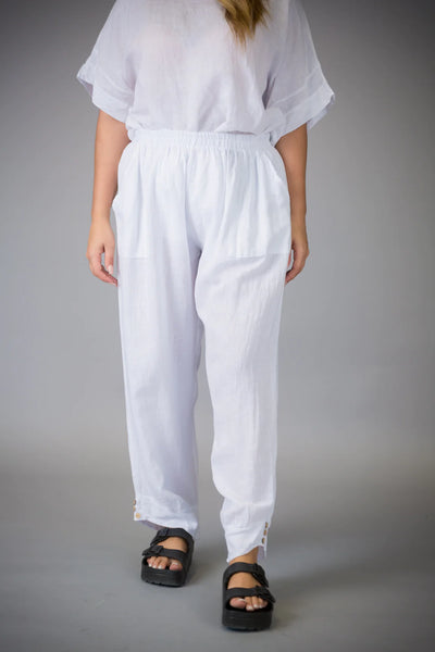 Paolo Tricot, 60028 Linen Pant With Side Buttons