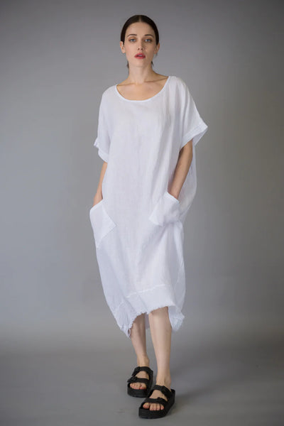 Paolo Tricot Sale, D11489 Linen Dress with Pockets
