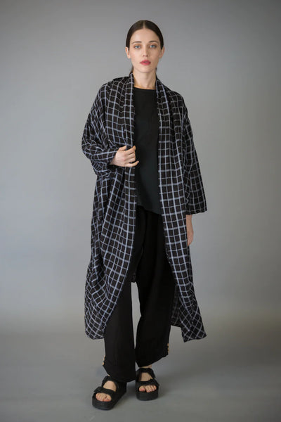 Paolo Tricot, SG71938 Long Checkered Linen Duster