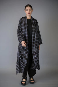 Paolo Tricot, SG71938 Long Checkered Linen Duster