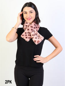Accessories, SF 17322 Faux Fur Scarf with Symbols