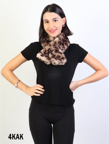 Accessories, SF 17323 Faux Fur Scarf with Symbols