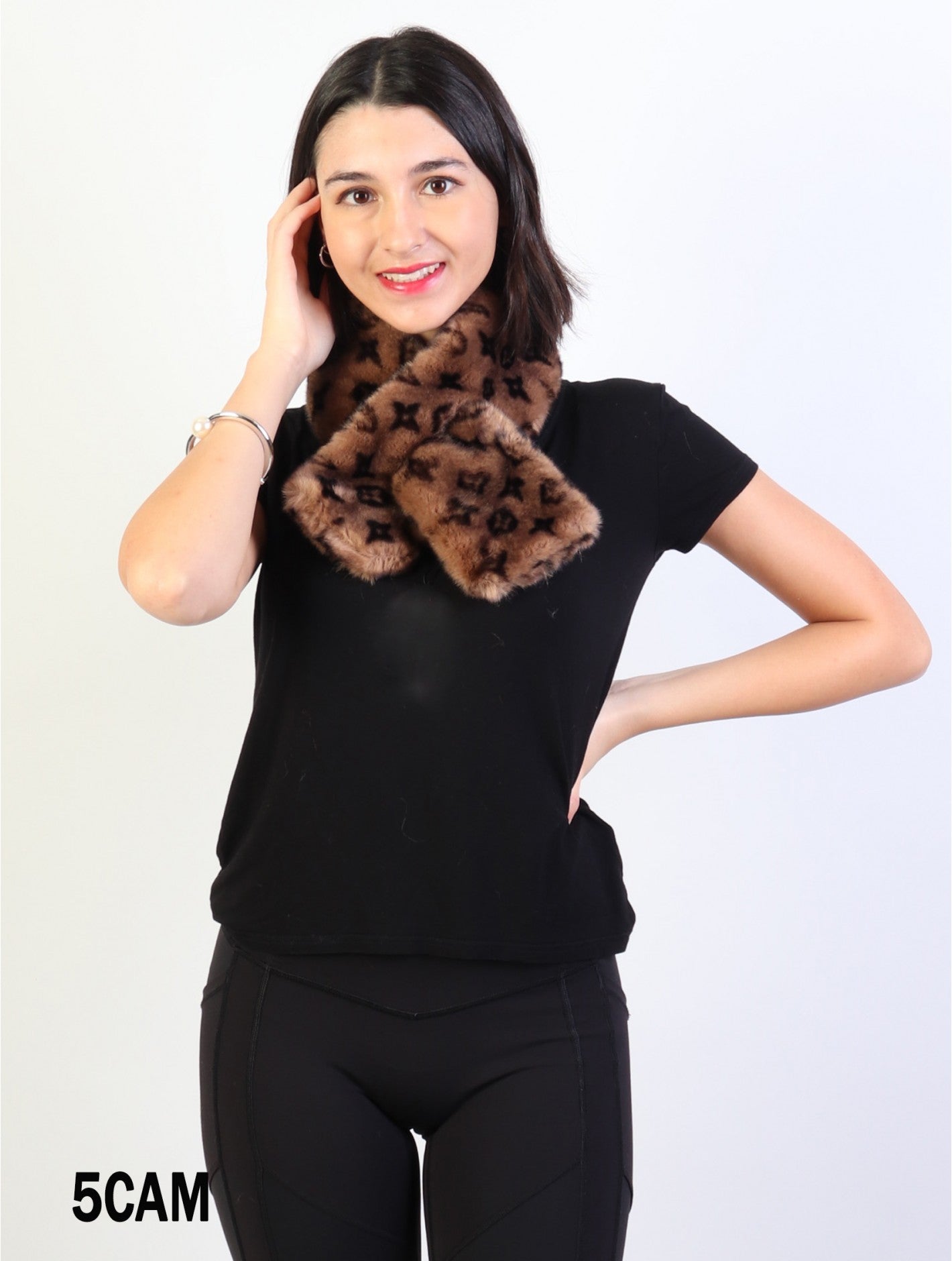 Accessories 2022, SF 17325 Faux Fur Scarf with Symbols