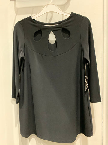 Sympli Sale, 22123-2 Raindrop Top 3/4 sleeves, Black, 50% Off Regular Price