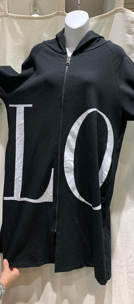 Paolo Tricot Sale, SD19751 LOVE Long Zip Up Hoodie 50% Off Regular Price