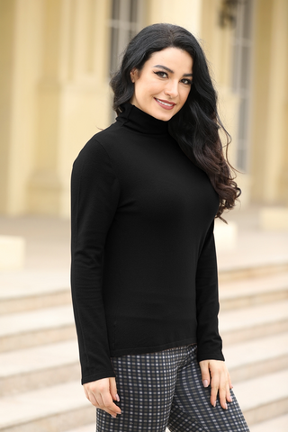 Orange by Fashion Village, 2041 Cowl Neck Top, Black