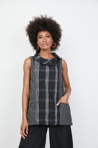 LIV Spring/Summer Sale, 108324 Plaid Grid Pattern Mix Tunic, 50% Off Regular Price